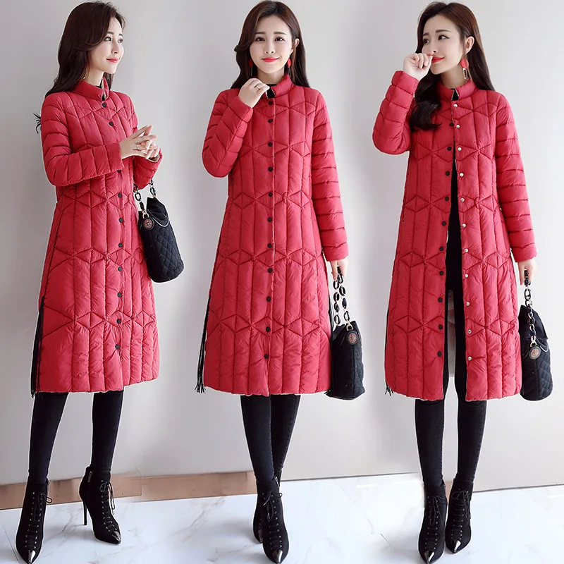

Winter Fashion 2018 New Style Cotton-padded Clothes Women's Mid-length over-the-Knee Korean-style Slim Fit Thin down Jacket Cott