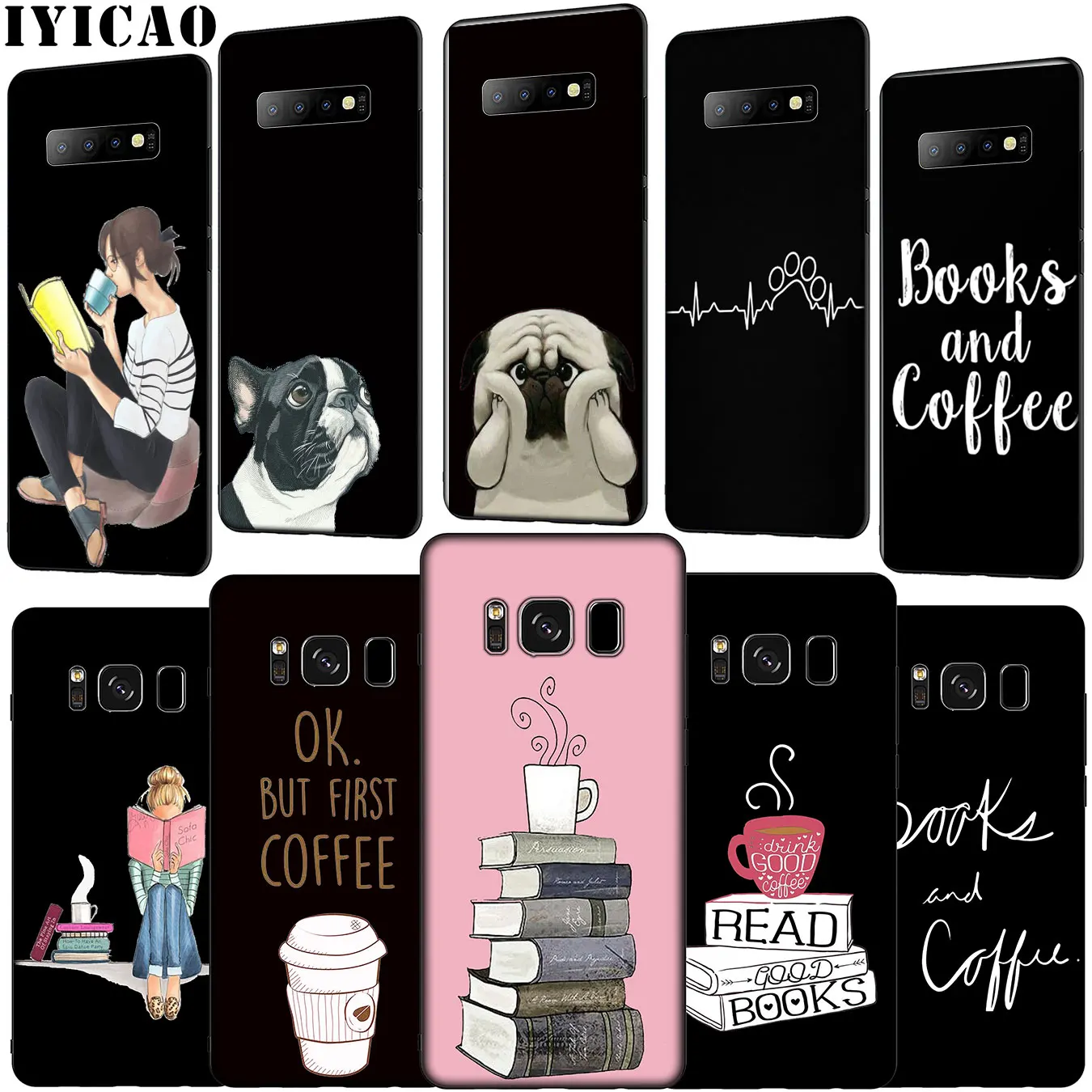 IYICAO Books And Coffee dog Soft Silicone Phone Case for Samsung Galaxy S20 Ultra S10 Lite S9 S8 Plus S6 S7 Edge S10e Cover |