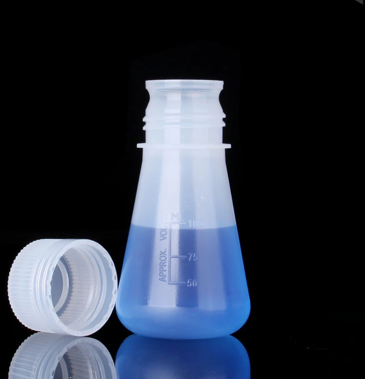 Plastic Conical Erlenmeyer Flask Polypropylene with PE Screw Cap Molded Graduations 25ml 50ml 100ml 500ml 1000ml 2000ml