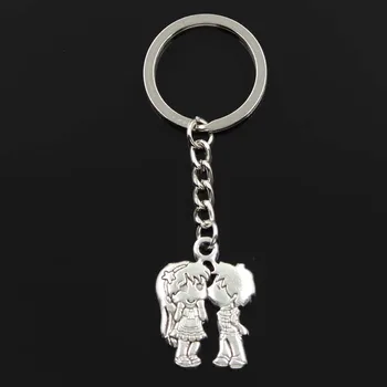 

Fashion Keychain 31x23mm Lover Sweethearts Kissing Bronze Silver Color Pendants DIY Men Jewelry Car Key Chain Ring Holder Gift