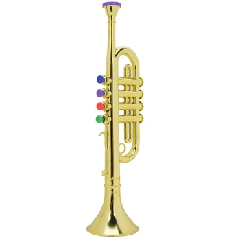 

Kids Plastic Trumpet with 3 Colored Keys for Early Developmental Music Education Toy