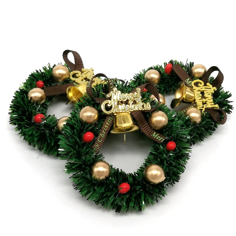 Miniature Christmas Wreath Mini Hanging Xmas Wreath Dollhouse Christmas Tree Garland Wall Grass Strip Decoration Accessories christmas decorations