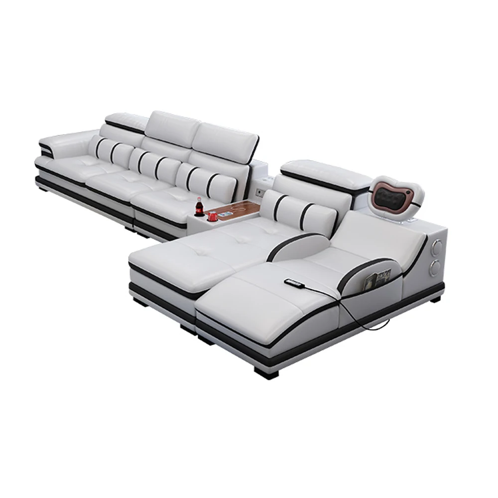 living room Sofa set Nordic диван мебель кровать muebles de sala L shape recliner real genuine leather sofa with massage speaker |