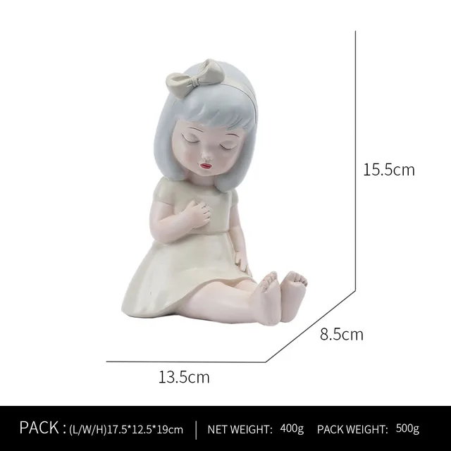 Ornaments For Home Cute Girl Rabbit Elephant Horse Statues Sculptures Figurines For Interior Room Decor Living Room Decoration little girl E