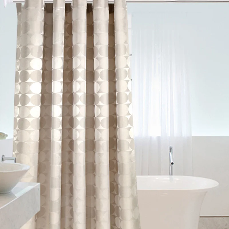 Acheter Élégant cercle solide rideau de douche Polyester tissu épais étanche bain rideau moule Simple salle de bain ensemble rideau de séparation