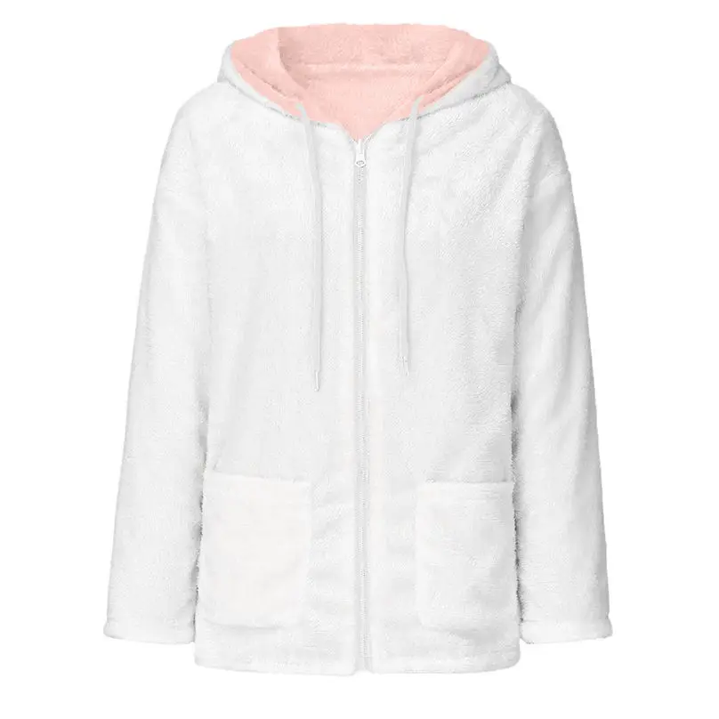 2019 New Winter Reversible Jacket Women Fashion Faux Fur Hooded Plush Zipper Pocket Reversible Coats куртка женская 4A21 (24)