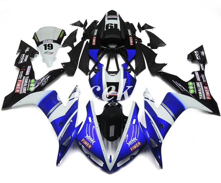 Литьевая Форма ABS мотоцикл обтекатель комплект подходит для YAMAHA YZF-R1 2004 2005 2006 r1 04 05 06 тело набор синий белый