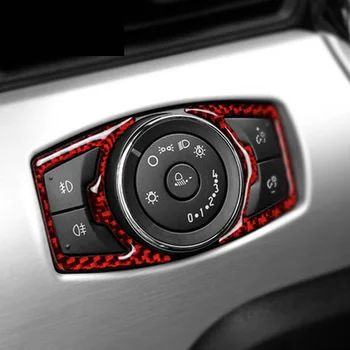 

2pcs Carbon Fiber Car Button Trim Cover Red Replace For Ford Mustang 2015-2019