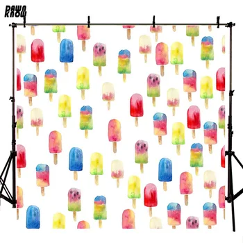 

DAWNKNOW Cartoon Colorful Ice Cream Photography Background Photocall Baby Photo Shoot Backdrops For Children lv847