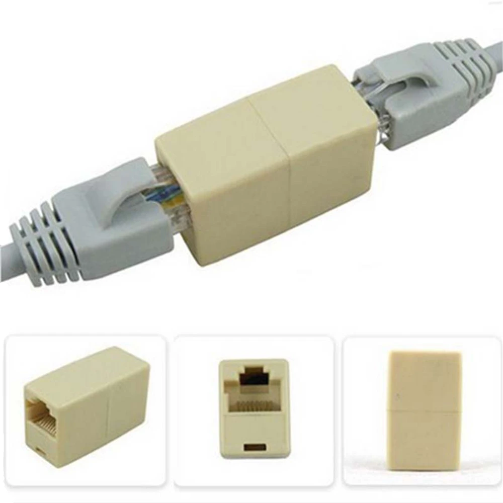 Computer Cables RJ45 Cat5 8P8C Universal Socket Connector Coupler for Extension Broadband Ethernet Network LAN Cable Joiner Extender Plug Cable Length: 10PCS