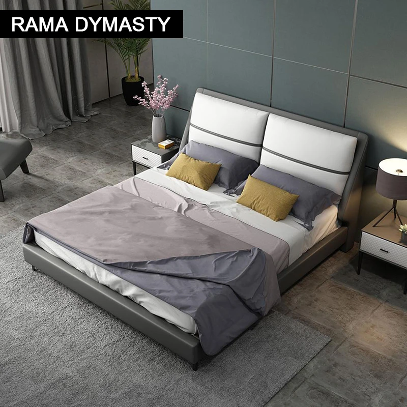 High Quality Genuine leather bed frame Soft Beds King/Queen size for bedroom bed