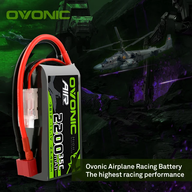 Batterie LiPo 2S 2200mAh 7.4V 35C - Connecteur Deans T - Pour Voiture RC 1/14, Avion, Hélicoptère - Dimensions 72x33x18 Mm