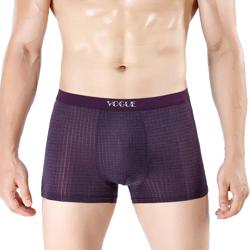 

TJ-TingJun Summer Men's Trackless Underwear New Mid-waist Comfort ice Thread Breathable U Protruding Underwear Men's Boxers