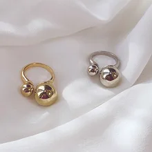 SRCOI женское кольцо с двумя круглыми шариками