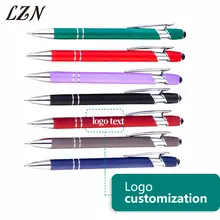 50 шт. в партии, ручка для письма с сенсорным экраном, 2 в 1, универсальный стилус для iPad, iPhone, планшетов, печать, специальный логотип/текст в качестве подарка