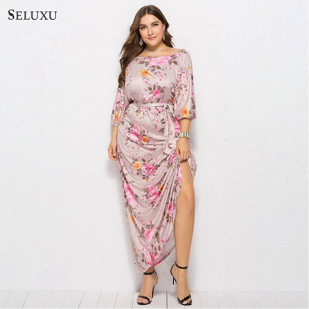Seluxu осень Новое Женское платье большого размера vestidos цифровая печать платье посылка сексуальное платье большого размера женское платье