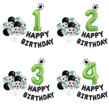 

Barcelona Soccer Jersey Football Foil Balloons 40inch Green Number Balloon Boy 1 2 3 Year Birthday Party Kids Toys Air Globos