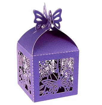 

50pcs Wedding Laser Hollow Butterfly Purple Candy Box Love Ferrero Chocolate Candy Box Flower Box Cupcake Box Large Gift Box 5Z