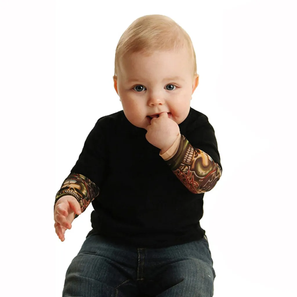 3D с рукавами-имитациями тату Одежда Детские комбенизоны для новорожденных, для маленьких мальчиков, с длинными рукавами в стиле пэчворк, Детский комбинезон осенний костюм для детей от 0 до 24 месяцев - Цвет: A
