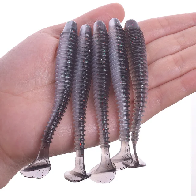 Proleurre Fishing Worm Soft Lures Jig Wobblers 5cm 7cm 9cm Easy Shiner For Carp Bass Artificial Double Colors Silicone Swimbait D