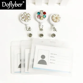 

Retractable Crystal Rhinestone Badge Reel Doctor Dentist Nurse Waterproof Office Exihibiton ID Name Tag Work Card Holder Clip