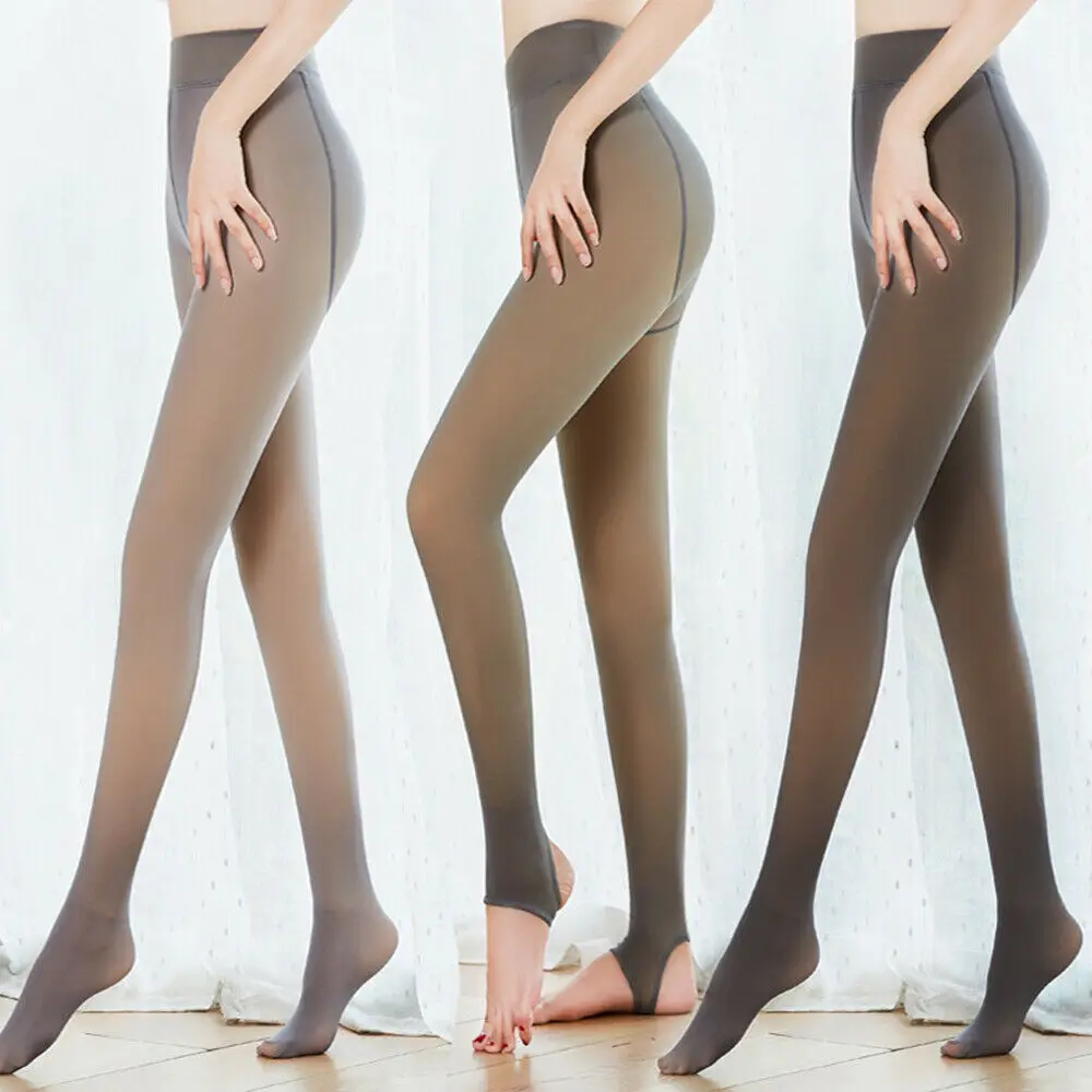 Legs Fake Translucent stockings Warm Fleece Pantyhose Thicken High elasticity Slim Stretchy Winter Outdoor tights ropa mujer