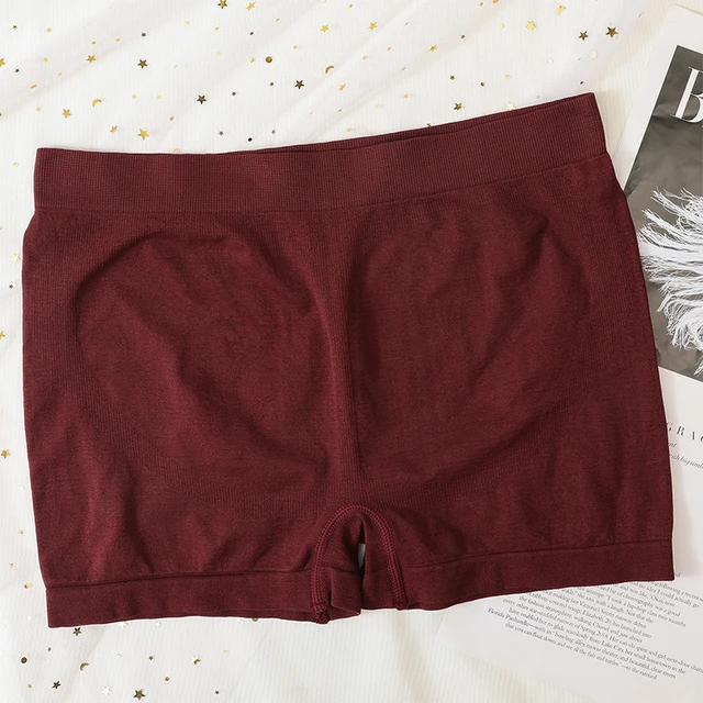 High Waist Seamless Shorts Women Hip Push Up Shorts Safety Short Pants Fitness Boxer Panty Tummy Control Underwear Underpants style1 wine