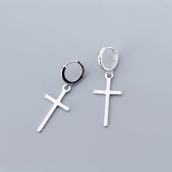 

925 Sterling Silver Cross Drop Dangle Earrings for Women Ear Buckle Hipster Punk Style Earing Femme Fashion Jewelry