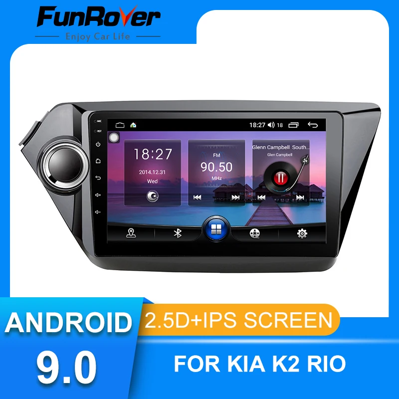 

FUNROVER 2din 2.5D IPS 9inch Android 9.0 Car Radio Multimedia autoradio Player Navigation GPS For Kia k2 RIO 2010-2015 no dvd FM