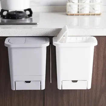 

Cabinet Mounted Trash Can Wall-mounted Kitchen Garbage Bin Dustbin with Lid H99F