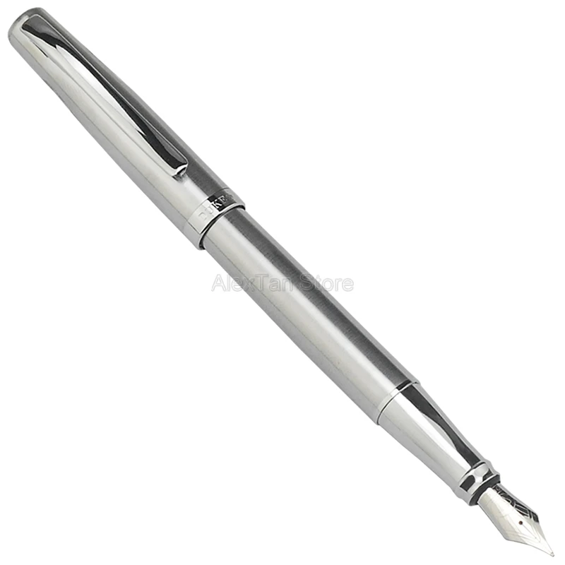 Duke Elegant Stainless Steel Fountain Pen 209 Advanced Pure Silver Color 22KGP Medium Nib 0.7mm Writing Gift Pens