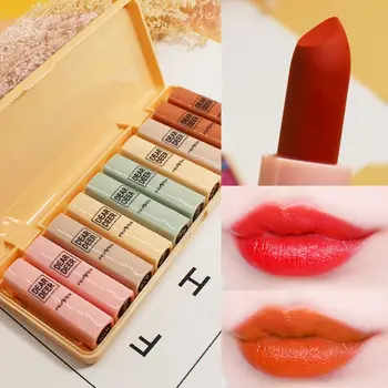 

10pcs Velvet Matte Lipstick Set Lasting Waterproof Moisturizing Non-Stick Cup Easy To Color Colorfast Lipstick Set Wholesale