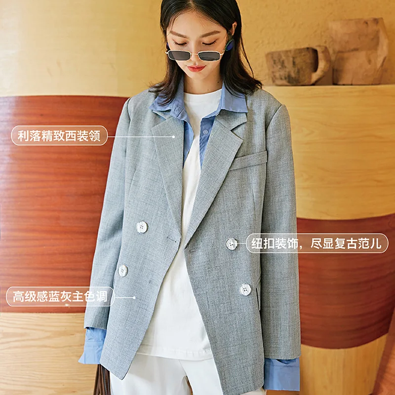 

S8372 Autumn South Korea Dongdaemun Origional Retro Suit Design High Grade Sense Loose Fashion Suit Jacket
