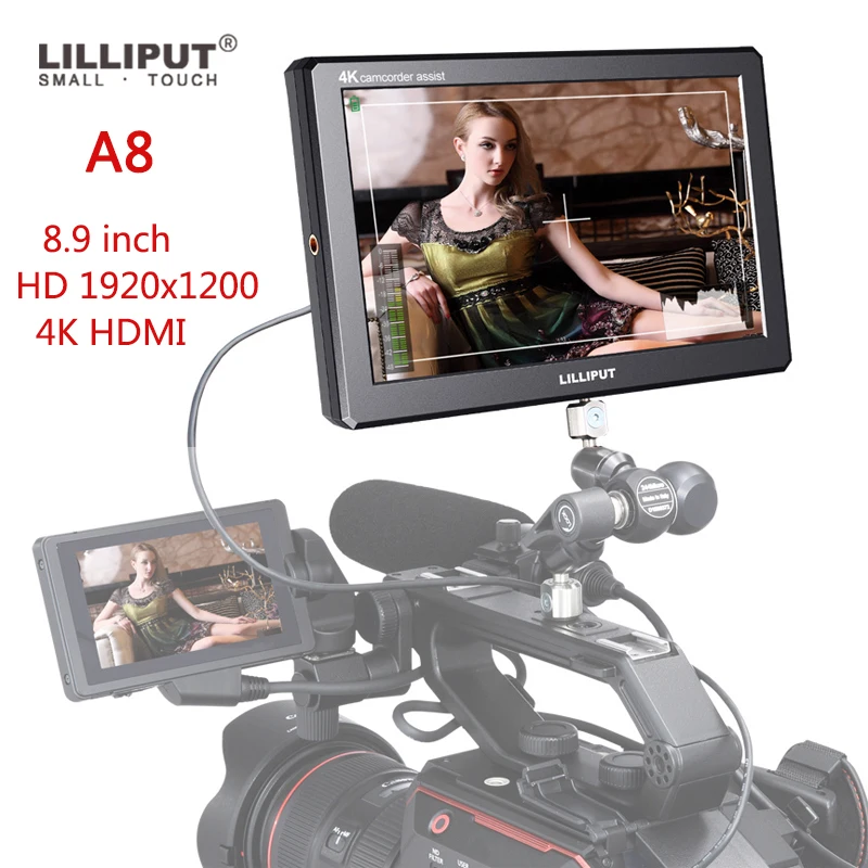 Lilliput A8 8,9 дюймовый монитор для цифровой зеркальной камеры Utra Slim ips Full HD 1920x1200 4K HDMI 3D-LUT накамерный полевой видеомонитор