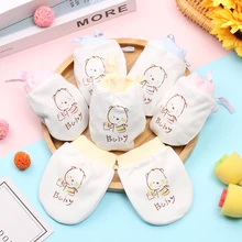 Противозахватные перчатки для новорожденных, варежки, мягкие хлопковые детские перчатки, зимние регулируемые детские перчатки с рисунком