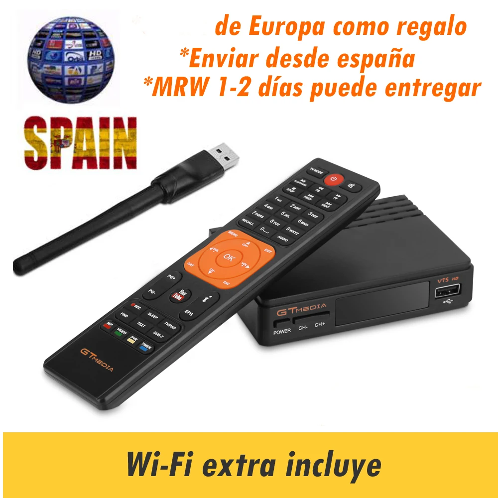 Freesat v7 hd спутниковый ресивер gtmedia v7s декодер gtmedia v7hd Европа Cline на 1 год 1080P USB Wifi Испания Португалия каналы