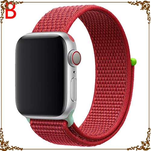 Ремешок для Apple Watch, ремешок для Apple Watch 5, 4, 44, мм, 42 мм, iwatch band 3, 2, 5, 42 мм, 38 мм, Спортивная петля, correa, нейлоновый ремешок для часов - Цвет ремешка: Red drop
