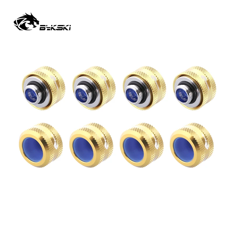 BYKSKI 8pcs/lot OD12mm/OD14mm/OD16mm Enhanced Anti-off Rubber Hand Compression Copper Fitting G1/4' use for Hard/Rigidity Tube