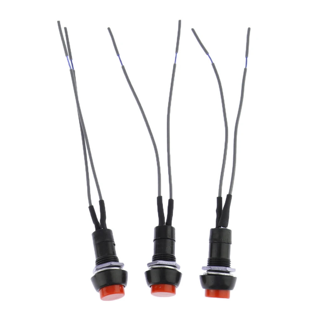 10mm Red Round Wired Car Horn Momentary Push Button Switch 50pcs for Car