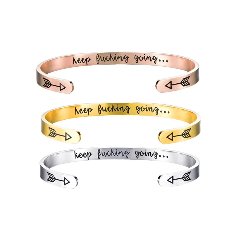 SMJEL браслет из нержавеющей стали Keep Buckiing Going Женский Регулируемый браслет на запястье вдохновляющие ювелирные изделия для друга подарок на год
