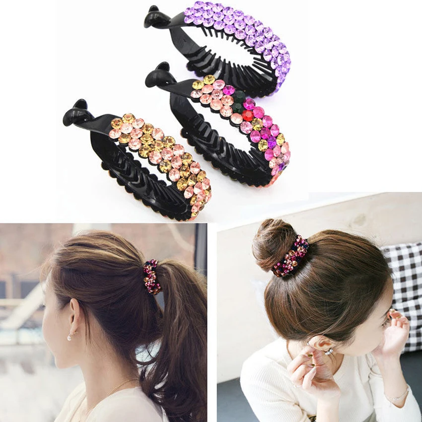 

Fashion Women Hair Clip Nest Rhinestone Hairpin Hair Claws Ponytail Bun Holders Hair Claws Headwear Rhinestone Flower Hairpin