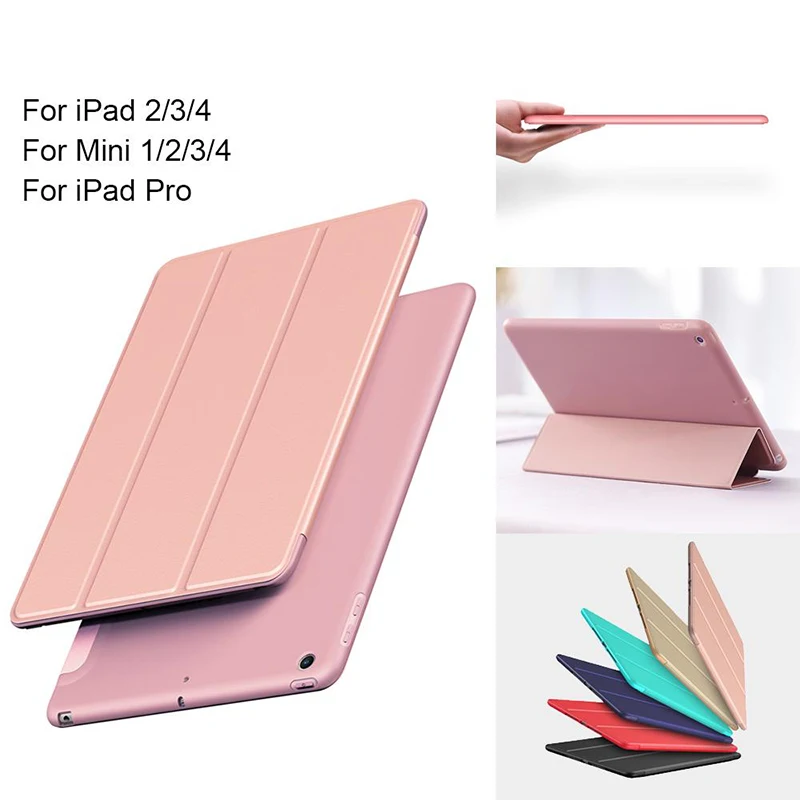 

Ultra thin Fold Tablet Case For iPad 2019 2018 2017 For iPad Air 3 2 1 For iPad Pro For iPad Mini 1 2 3 Silicone Case Cover
