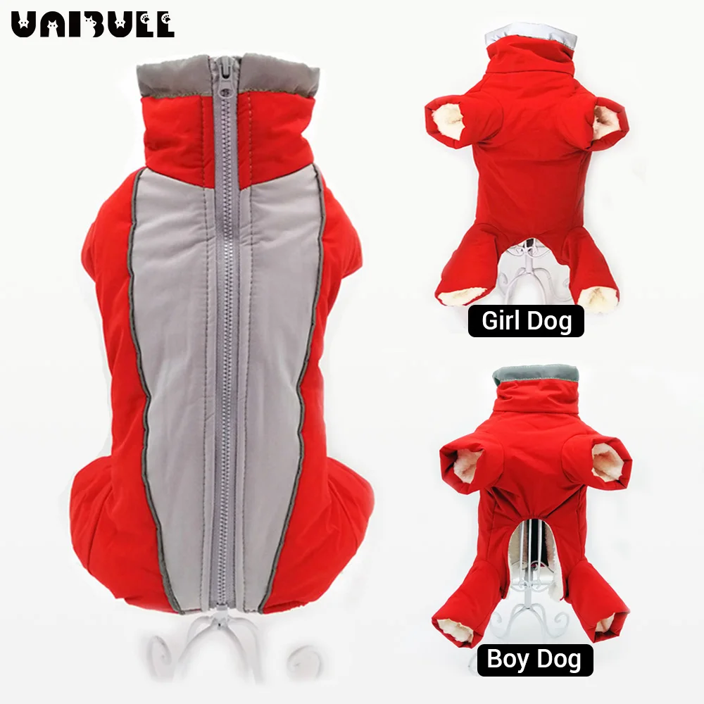 Зимние комбинезоны для собак теплые водонепроницаемые брюки светоотражающая