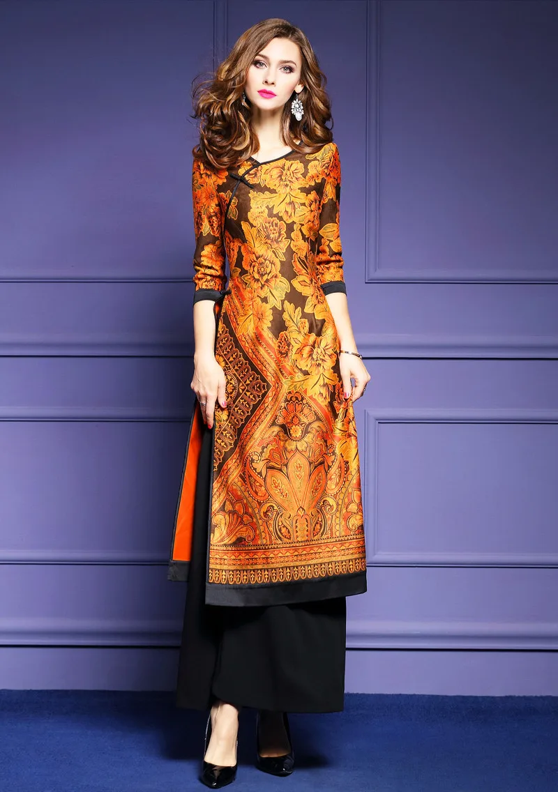 

Robe Female 2019 Elegant Yellow Spring Summer Dresses Casual Slim Printing Floral Dress Women Set Plus Size FYY478