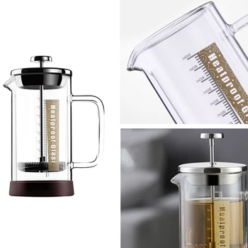 

French Press Coffee/Tea Brewer Coffee Pot Coffee Maker Kettle Glass Thermos for Coffee Drinkware