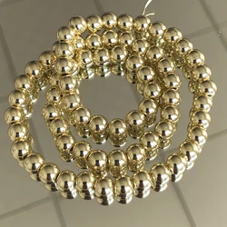 Rhodium Rose Gold Plated Hematite Beads - Premium Natural Stones for DIY Bracelet and Jewelry Making (9k gold smooth)