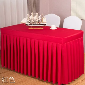 

1Pcs Polyester Fabric One-Piece Table Skirt With Tablecloth Table Cover For Wedding Decora Table Skirting Hotel Banquet Event