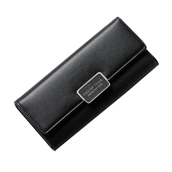 

Solid Luxury Long Wallets Women Pu Leather Trifold Credit Card Holders Women's Wallet Zipper Coin Purse Clutch Purses Lady