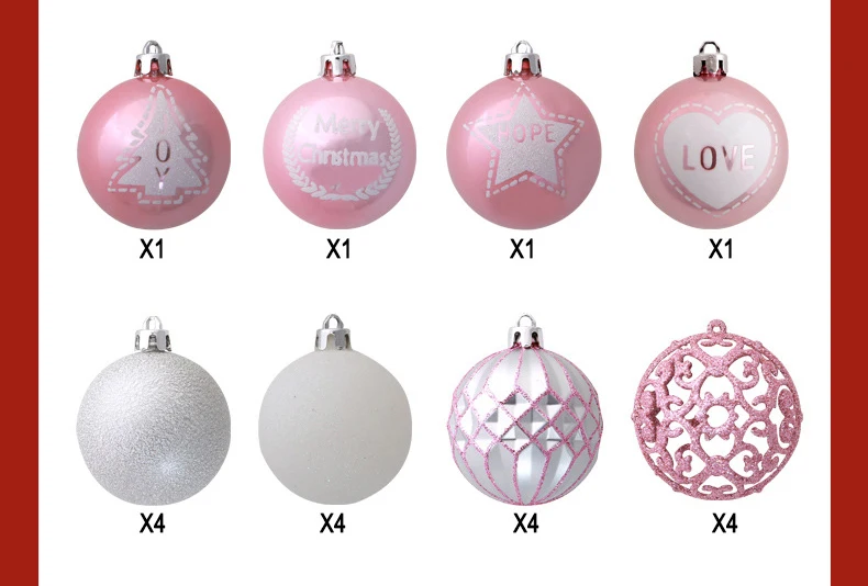 silver and pink 20 шт./кор. 6 см елочных игрушек шар украшения набор серебряных красный подвесные Рождественские шары украшения кануна Рождества Подвески Декор - Цвет: silver and pink