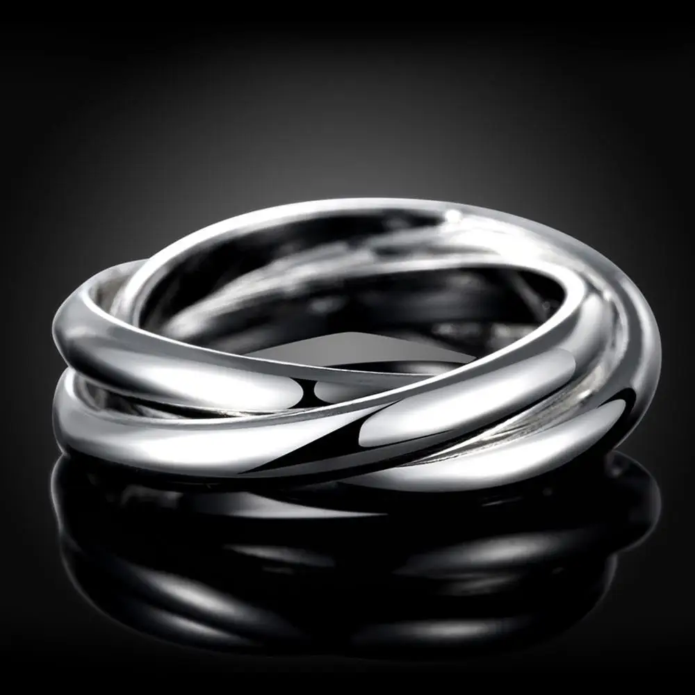 Anillo de plata de ley de tres anillos para mujer, estilo de moda 2025, tamaño 5/6/7/8/9/10_voghion.com